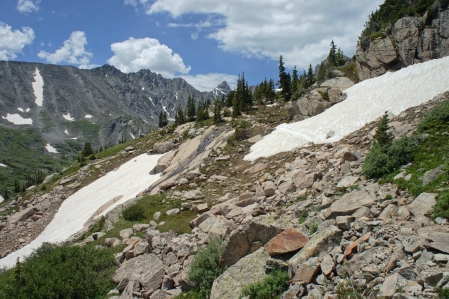 There is Still Lots of Snow on the Pawnee Pass trail